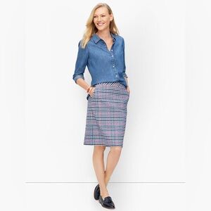 Talbots Gingham Plaid A-Line Skirt size 10 NEW Red Navy Blue Black White